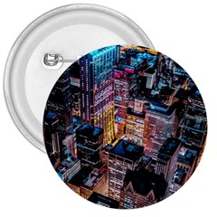 Aerial Photo Of Cityscape At Night 3  Buttons by Modalart