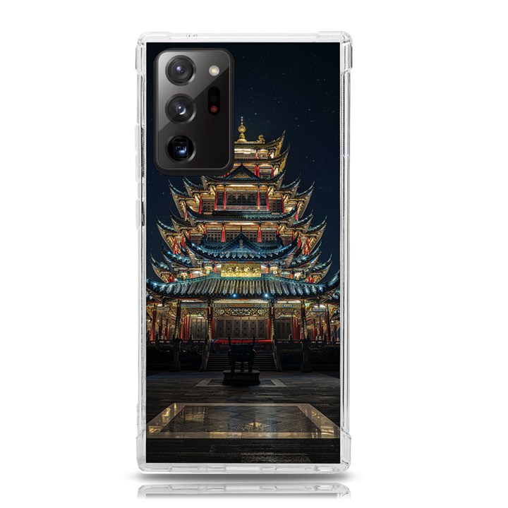 Blue Yellow And Green Lighted Pagoda Tower Samsung Galaxy Note 20 Ultra TPU UV Case