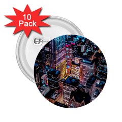 Aerial Photo Of Cityscape At Night 2 25  Buttons (10 Pack)  by Modalart