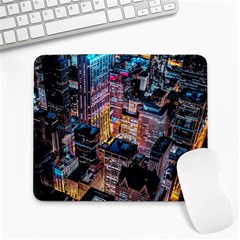 Aerial Photo Of Cityscape At Night Large Mousepad by Modalart