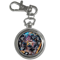 Aerial Photo Of Cityscape At Night Key Chain Watches by Modalart