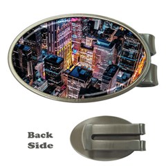 Aerial Photo Of Cityscape At Night Money Clips (oval)  by Modalart