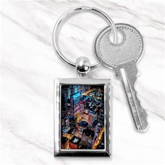 Aerial Photo Of Cityscape At Night Key Chain (rectangle) by Modalart