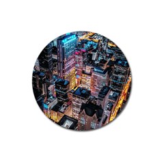 Aerial Photo Of Cityscape At Night Magnet 3  (round) by Modalart