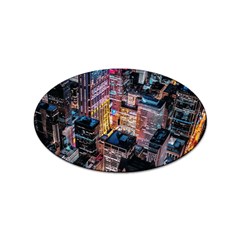 Aerial Photo Of Cityscape At Night Sticker Oval (100 Pack) by Modalart