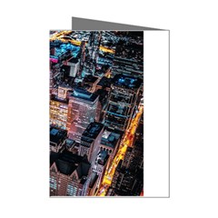 Aerial Photo Of Cityscape At Night Mini Greeting Cards (pkg Of 8) by Modalart