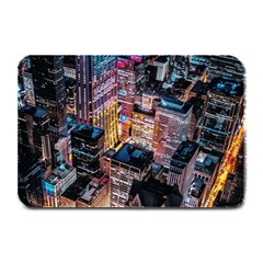 Aerial Photo Of Cityscape At Night Plate Mats by Modalart