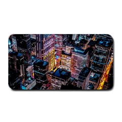 Aerial Photo Of Cityscape At Night Medium Bar Mat by Modalart