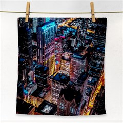 Aerial Photo Of Cityscape At Night Face Towel by Modalart