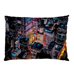 Aerial Photo Of Cityscape At Night Pillow Case by Modalart