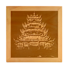 Blue Yellow And Green Lighted Pagoda Tower Wood Photo Frame Cube by Modalart