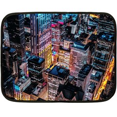 Aerial Photo Of Cityscape At Night Two Sides Fleece Blanket (mini) by Modalart