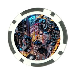 Aerial Photo Of Cityscape At Night Poker Chip Card Guard (10 Pack) by Modalart