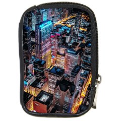 Aerial Photo Of Cityscape At Night Compact Camera Leather Case by Modalart