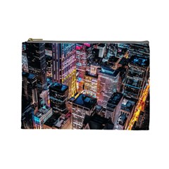 Aerial Photo Of Cityscape At Night Cosmetic Bag (large) by Modalart