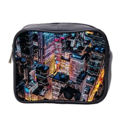 Aerial Photo Of Cityscape At Night Mini Toiletries Bag (two Sides) by Modalart