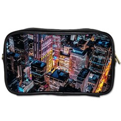 Aerial Photo Of Cityscape At Night Toiletries Bag (one Side) by Modalart