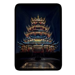 Blue Yellow And Green Lighted Pagoda Tower Rectangular Glass Fridge Magnet (4 Pack) by Modalart