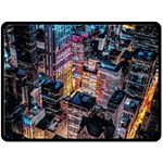 Aerial Photo Of Cityscape At Night Fleece Blanket (Large) 80 x60  Blanket Front