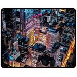 Aerial Photo Of Cityscape At Night Fleece Blanket (Medium) 60 x50  Blanket Front