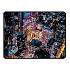 Aerial Photo Of Cityscape At Night Fleece Blanket (small) by Modalart