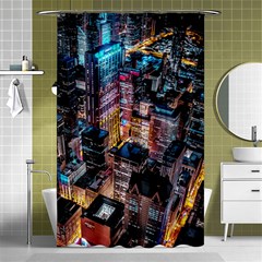 Aerial Photo Of Cityscape At Night Shower Curtain 48  X 72  (small)  by Modalart