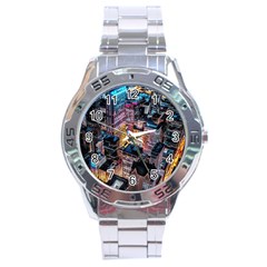 Aerial Photo Of Cityscape At Night Stainless Steel Analogue Watch by Modalart