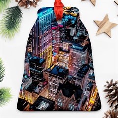 Aerial Photo Of Cityscape At Night Ornament (bell) by Modalart