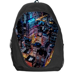 Aerial Photo Of Cityscape At Night Backpack Bag by Modalart