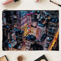 Aerial Photo Of Cityscape At Night Cosmetic Bag (xxxl) by Modalart