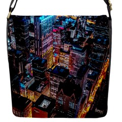 Aerial Photo Of Cityscape At Night Flap Closure Messenger Bag (s) by Modalart