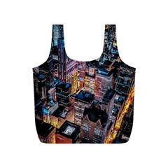 Aerial Photo Of Cityscape At Night Full Print Recycle Bag (s) by Modalart