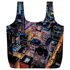 Aerial Photo Of Cityscape At Night Full Print Recycle Bag (xl) by Modalart