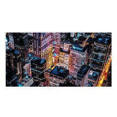 Aerial Photo Of Cityscape At Night Satin Shawl 45  X 80  by Modalart