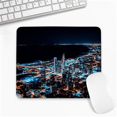 Aerial Photography Of Lighted High Rise Buildings Large Mousepad by Modalart