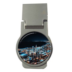 Aerial Photography Of Lighted High Rise Buildings Money Clips (round)  by Modalart