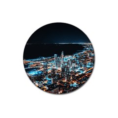 Aerial Photography Of Lighted High Rise Buildings Magnet 3  (round) by Modalart