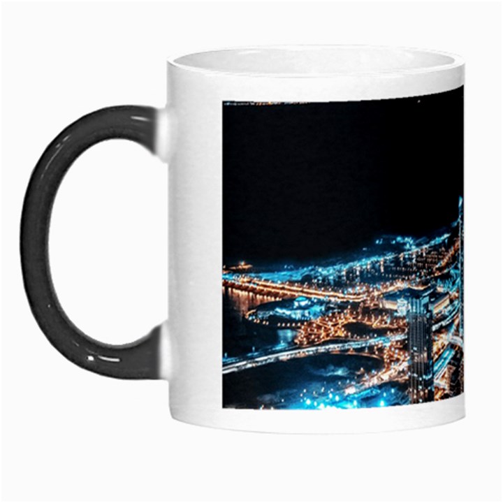 Aerial Photography Of Lighted High Rise Buildings Morph Mug