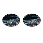 Aerial Photography Of Lighted High Rise Buildings Cufflinks (Oval) Front(Pair)