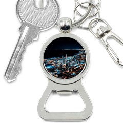 Aerial Photography Of Lighted High Rise Buildings Bottle Opener Key Chain by Modalart