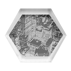 Aerial Photo Of Cityscape At Night Hexagon Wood Jewelry Box by Modalart