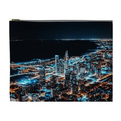 Aerial Photography Of Lighted High Rise Buildings Cosmetic Bag (xl) by Modalart