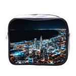 Aerial Photography Of Lighted High Rise Buildings Mini Toiletries Bag (One Side) Front