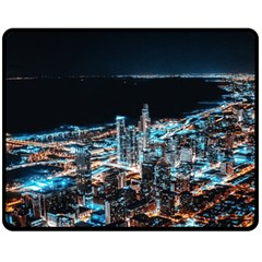 Aerial Photography Of Lighted High Rise Buildings Fleece Blanket (medium) by Modalart