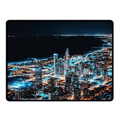 Aerial Photography Of Lighted High Rise Buildings Fleece Blanket (small) by Modalart