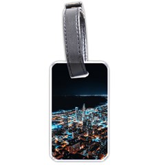 Aerial Photography Of Lighted High Rise Buildings Luggage Tag (one Side) by Modalart