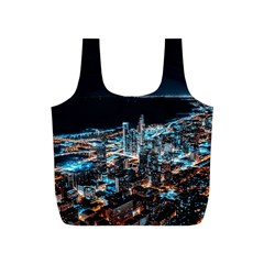 Aerial Photography Of Lighted High Rise Buildings Full Print Recycle Bag (s) by Modalart