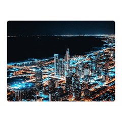 Aerial Photography Of Lighted High Rise Buildings Two Sides Premium Plush Fleece Blanket (mini) by Modalart