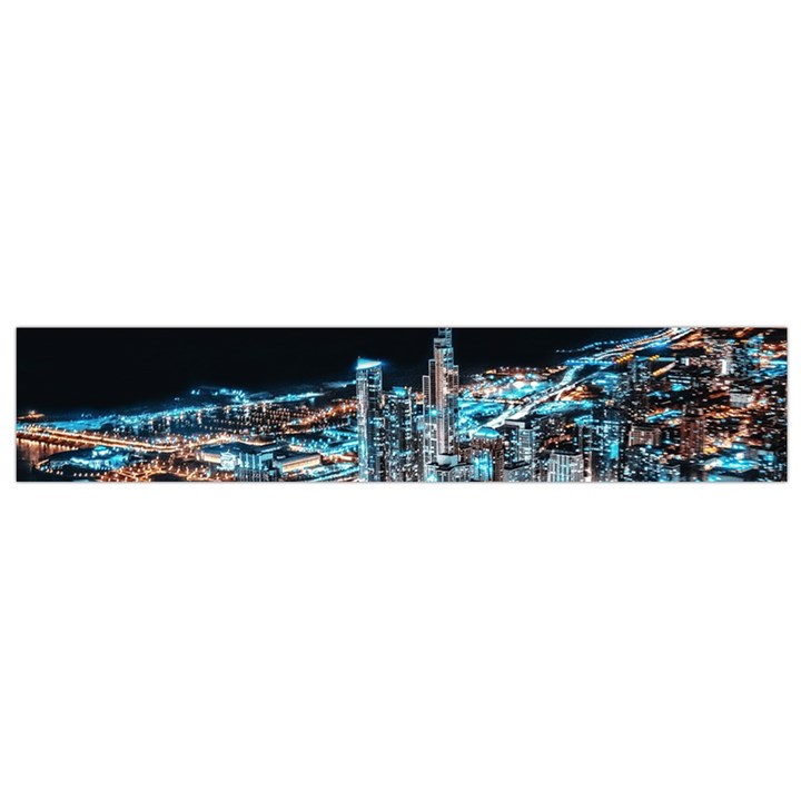 Aerial Photography Of Lighted High Rise Buildings Small Premium Plush Fleece Scarf