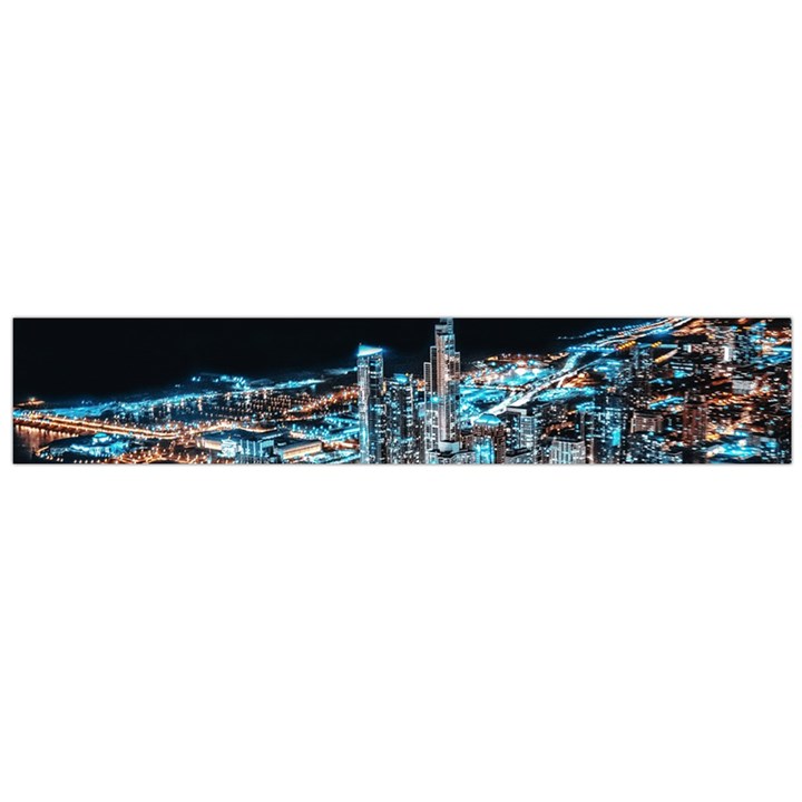 Aerial Photography Of Lighted High Rise Buildings Large Premium Plush Fleece Scarf 